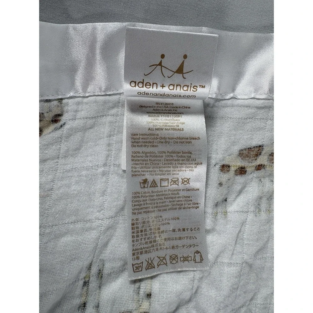 Aden + Anais Lovey Baby Security Blanket Giraffe White Satin Trim Muslin 16.5